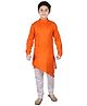 P-MARK Solid Full Sleeves Kurta With Pajama - Orange