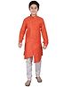 P-MARK Full Sleeves Solid Colour Kurta & Pajama Set - Peach