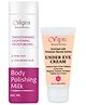 Vigini Natural Under Eye Dark Circle Gel Cream 20G + Body Lightening  Brightening Polishing Gel Cream Coffee Charcoal Wash - 200 ml