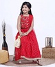 Babyhug Sleeveless Choli and Ghagra with Lace Border Dupatta Glitter Print - Red