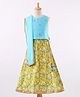 Babyhug Sleeveless Choli & Lehenga With Dupatta Floral Print - Yellow Blue