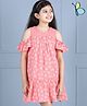 Hola Bonita Cold Shoulder Frock Floral Print - Coral