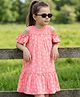 Hola Bonita Cold Shoulder Frock Floral Print - Coral