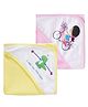 babywish 100% Terry Cotton Baby Hooded Towels Set Girl Print Pack of 2 - Pink