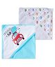 babywish 100% Terry Cotton Baby Hooded Towels Set Mushroom Print Pack of 2 - White Blue
