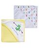 babywish 100% Terry Cotton Baby Hooded Towels Set Mushroom Print Pack of 2 - White Yellow