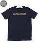 Jack & Jones Junior Half Sleeves Tee Text Print - Blue