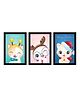 WENS Framed Cute Cartoon Wall Art Painting Pack of 3  - Multicolor