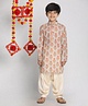 Vastramay Full Sleeves Flower Print Kurta With Pyjama - Beige Cream
