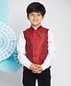 Vastramay Sleeveless Printed Nehru Jacket - Maroon