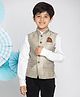 Vastramay Sleeveless Printed Nehru Jacket - Beige