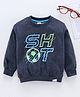Teddy Full Sleeves Sweatshirt Text Print - Black