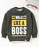 Teddy Full Sleeves Sweatshirt Text Print - Grey
