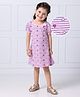 Hola Bonita Half Sleeves Striped Frock Heart Print - Pink