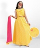 Earthy Touch Woven Sleeveless Choli & Lehenga With Dupatta Dot Glitter Print - Yellow