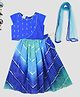 Kinder Kids Cap Sleeves Tiny Flower Embroidery Choli With Lehenga & Dupatta - Blue