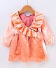 Bloom Up Full Sleeves Party Frock Solid Color - Pink