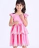 Babyhug Cap Sleeves Schiffili Frock - Pink
