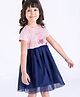 Babyhug Half Sleeves Fit and Flare One Piece Frock with Mesh Peppa Pig Print - Pink