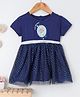 Babyhug Half Sleeves Frock Frozen Print - Navy
