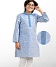 Earthy Touch Woven Full Sleeves Kurta & Churidar Set - Blue