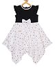 Young Birds Cap Sleeves Floral Design Asymmetrical Dress - Black