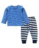 Kadam Baby Vehicle Print Full Sleeves Tee With Pyjama - Blue & Black