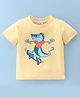 Kookie Kids Half Sleeves T-Shirt Dino Print - Yellow