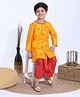 Babyhug Full Sleeves Kurta & Dhoti Set Floral Embroidery - Yellow & Red