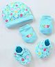 Babyhug 100% Cotton Cap Mitten Booties Set - Blue