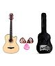 Intern 38C Cutaway Design Natural Acoustic Guitar with Picks & Carry Bag - Brown