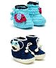 MayRa Knits Pack Of 2 Pair Of Animal Design Booties - Blue