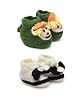 MayRa Knits Pack Of 2 Pair Of Cartoon Design Booties - Green & Off White