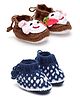 MayRa Knits Pack Of 2 Pair Of Hand Knitted Booties - Blue & Brown