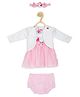 Allen Solly Juniors Party Wear Frock With Full Sleeves Shrug & Bloomer Floral  Appliques - White Light Pink