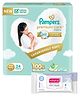 Pampers Premium Care Pants, New Born, Extra Small size baby diapers  (NB,XS), 24 count, Softest ever Pampers & Babyhug Daily Moisturising Milk Wipes - 72 Pieces