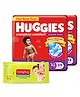 Huggies Wonder Pants Diapers Extra Large Size Combo Pack of 2 -  34 Pieces Each & Babyhug Premium Baby Wipes - 80 Pieces