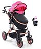 Babyhug Majestic Stroller cum Carry Cot with Canopy - Pink