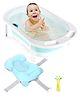 Folding Baby Bath Tub with Drain Plug Medium Size - Blue