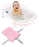 Medium Size Folding Baby Bath Tub with Drain Plug - Pink