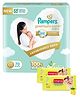 Pampers Premium Care Pants, New Born, Extra Small size baby diapers  (NB,XS), 70 count, Softest ever Pampers & Babyhug Premium Baby Lemon Wipes - 72 Pieces - (Pack of 2)