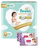 Pampers Premium Care Pants, Medium size baby diapers (MD), 54 Count, Softest ever Pampers pants & Babyhug Soothing Lavender & Chamomile Wipes - 72 Pieces - (Pack of 2)