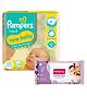 Pampers Active Baby Diapers, New Born, Extra Small, (NB, XS) size, 24 Count, Taped style diaper & Babyhug Soothing Lavender & Chamomile Wipes - 72 Pieces