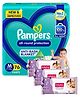Pampers All round Protection Pants, Medium size  (MD) 76 Count, Anti Rash diapers, Lotion with Aloe Vera & Babyhug Soothing Lavender & Chamomile Wipes - 72 Pieces - (Pack of 3)