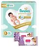 Pampers Premium Care Pants, Small size baby diapers (SM), 70 Count, Softest ever Pampers pants & Babyhug Soothing Lavender & Chamomile Wipes - 72 Pieces - (Pack of 2)