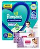 Pampers All round Protection Pants, Extra Large size  (XL) 56 Count, Anti Rash diapers, Lotion with Aloe Vera & Babyhug Soothing Lavender & Chamomile Wipes - 72 Pieces - (Pack of 2)