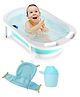 Folding Baby Bath Tub with Temperature-Sensitive Drain Plug Medium Size - Blue