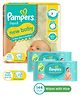 Pampers Active Baby Diapers, New Born, Extra Small, (NB, XS) size, 72 Count, Taped style diaper & Pampers Baby Gentle wet wipes with Aloe, 144 count, 97 Pure Water