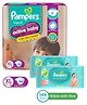 Pampers Active Baby Taped Diapers, Extra Large size diapers, (XL) 56 count, taped style custom fit & Pampers Baby Gentle wet wipes with Aloe, 144 count, 97 Pure Water