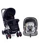 Babyhug Amber Car Seat Cum Carry Cot With Rocking Base & GreyBabyhug Cocoon Stroller With Mosquito Net & Reversible Handle - Mid Night Black
